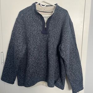 Orvis Men's Blue Sherpa Long Sleeve Quarter Zip Knit Sweater XXL